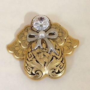 Vintage Signed Jane 1995 Gold Metal Angel Brooch